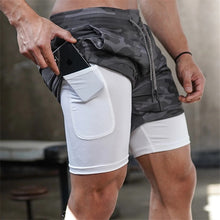 Load image into Gallery viewer, mens gym shorts with phone pocket
